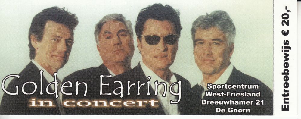 Golden Earring ticket#2406 back April 03 2004 De Goorn - Tenniscentrum West-Friesland
